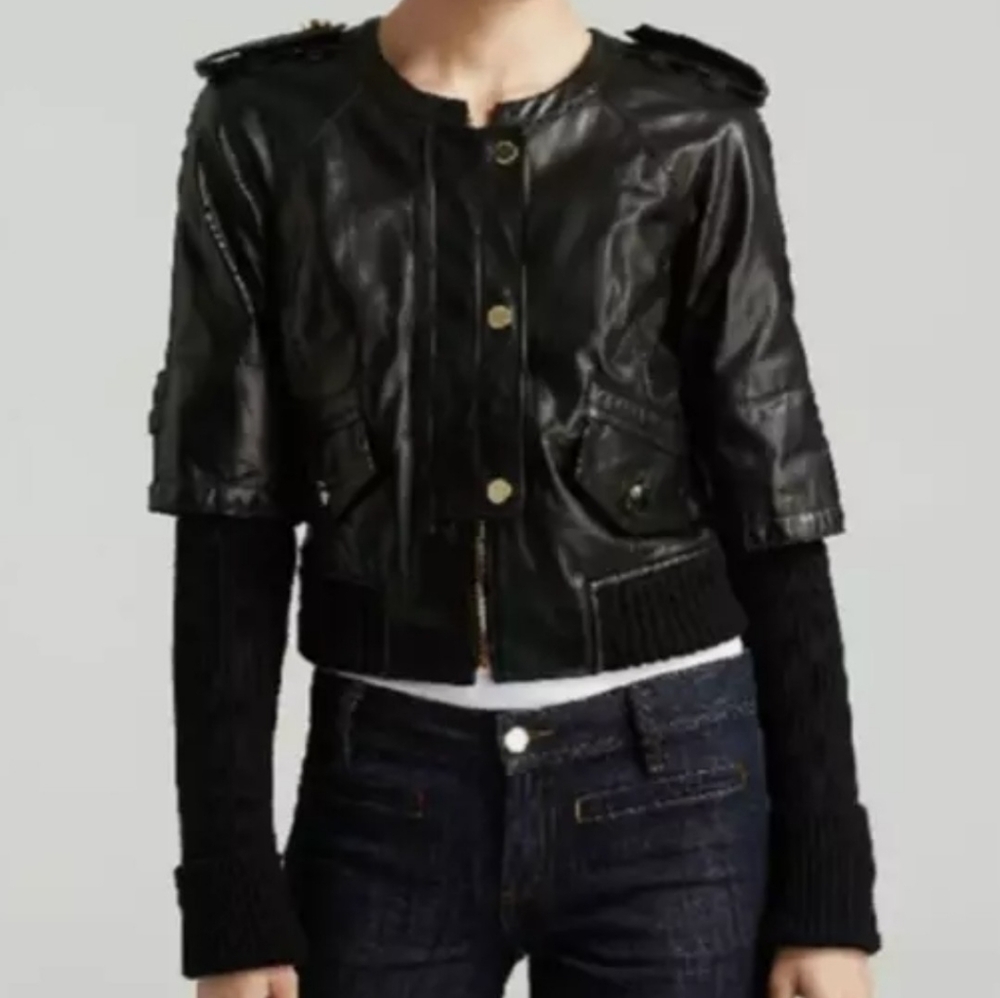 New Tory Burch Women's Black Leather Wentworth Jacket NWT Size XL org. Pric$1095